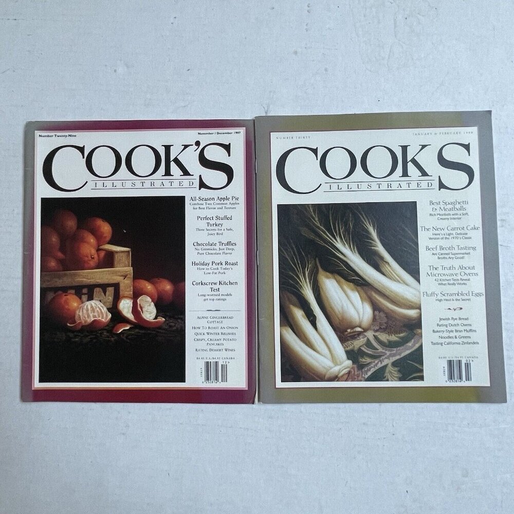 Cooks Illustrated Recipe 1998 Issues Apple Pie Holiday Recipe Set of 2 Magazine